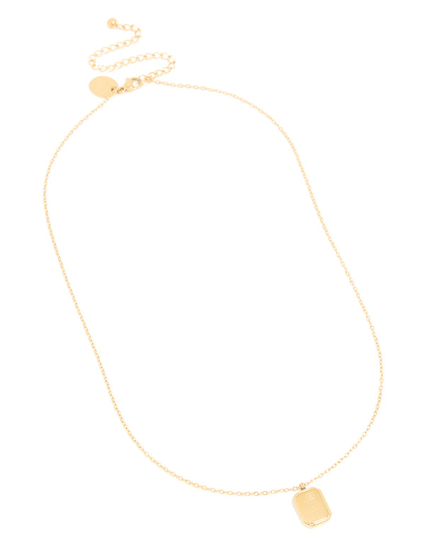 Beautifully designed waterproof birth flower June rose necklace in gold plated stainless steel front view