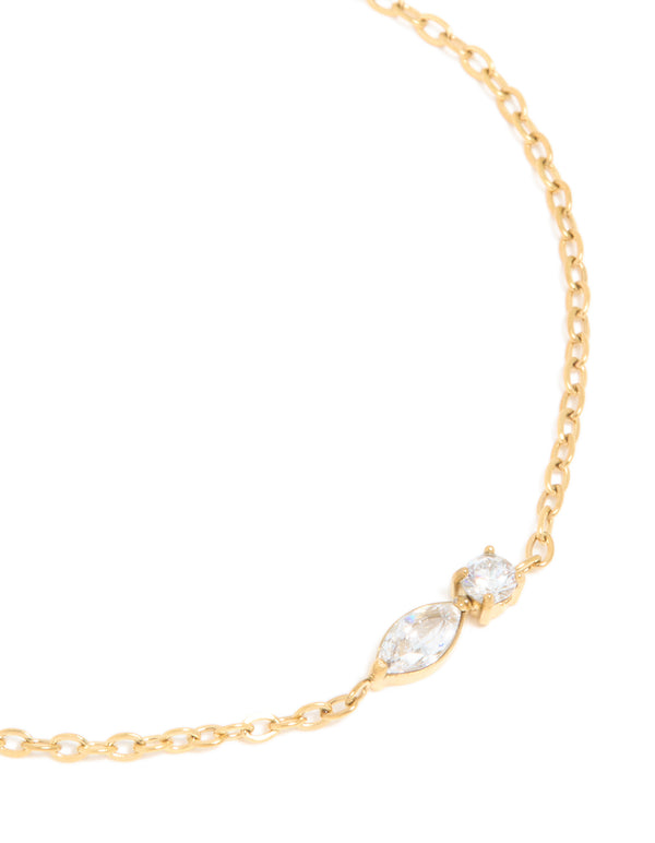 Waterproof Gold Plated Stainless Steel April Cubic Zirconia Birthstone Bracelet
