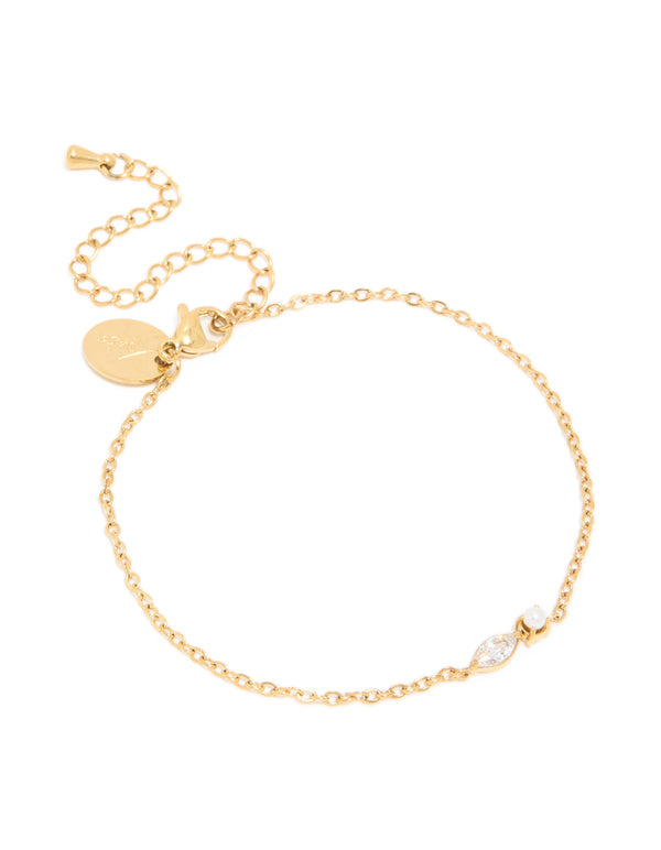 Waterproof Gold Plated Stainless Steel June Cubic Zirconia Birthstone Bracelet