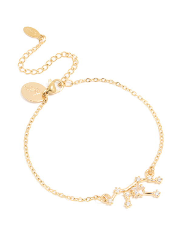 Waterproof Gold Plated Stainless Steel Cubic Zirconia Virgo Zodiac Sign Bracelet