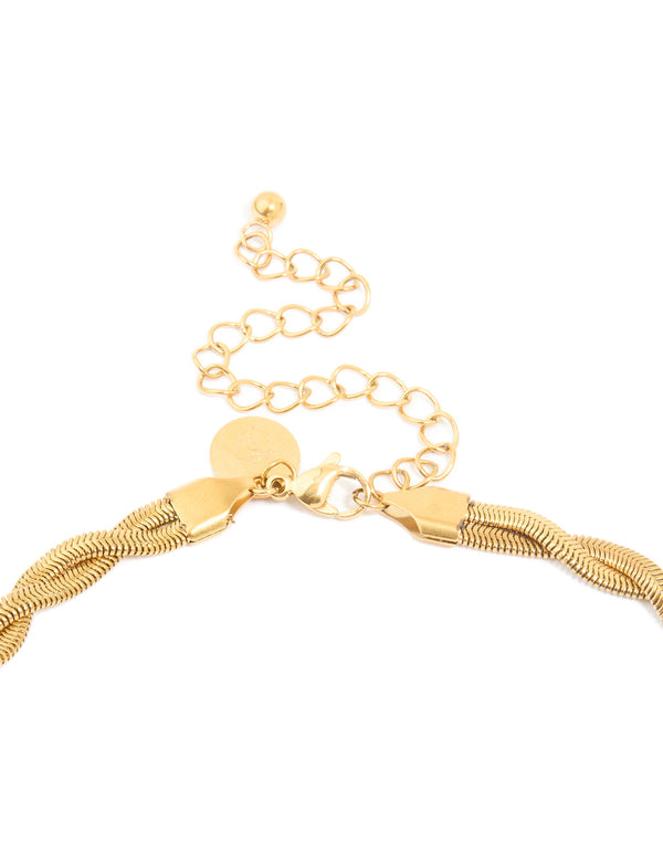 Waterproof Gold Plated Stainless Steel Snake Chain Twisted Necklace