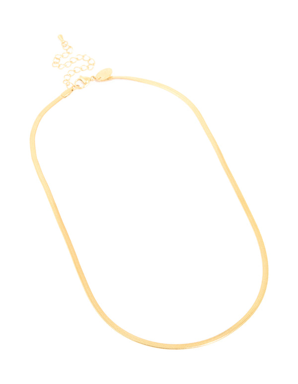 Waterproof Gold Plated Stainless Steel Fine Flat Snake Chain Necklace