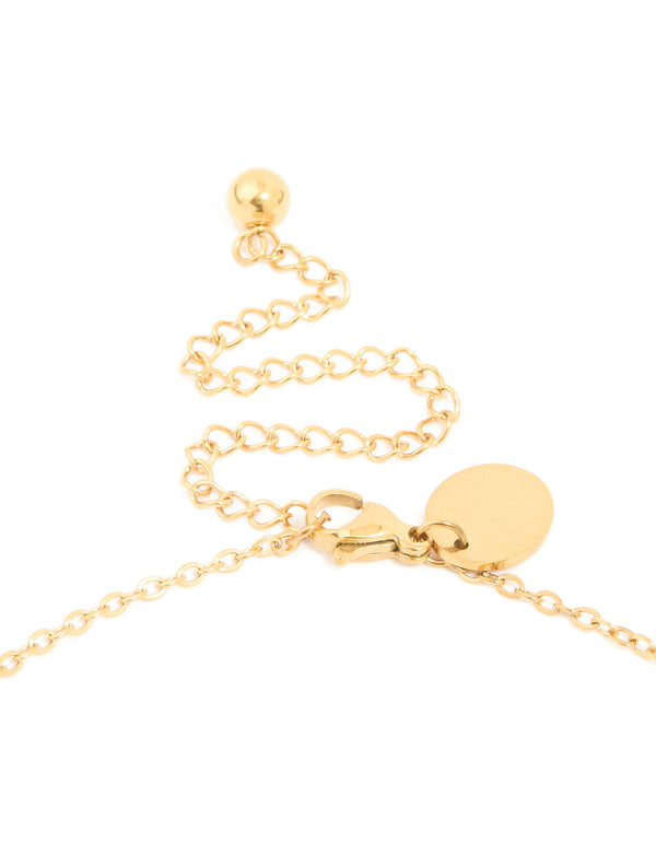 Detailed waterproof gold plated stainless steel puffy heart pendant necklace clasp detail view
