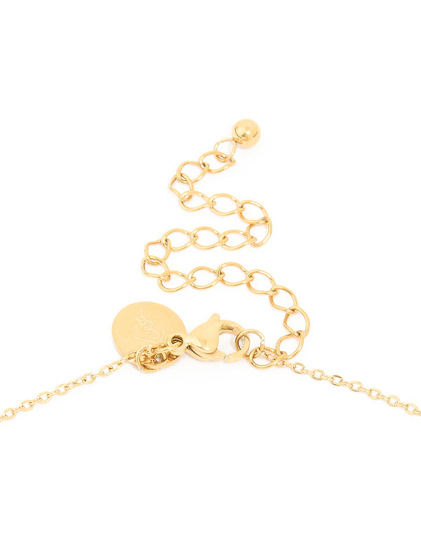 Explore this waterproof gold plated stainless steel sunburst necklace with celestial and statement style clasp detail view