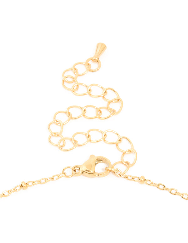 Waterproof Gold Plated Stainless Steel Green Semi Precious Stone Boho Disc Necklace