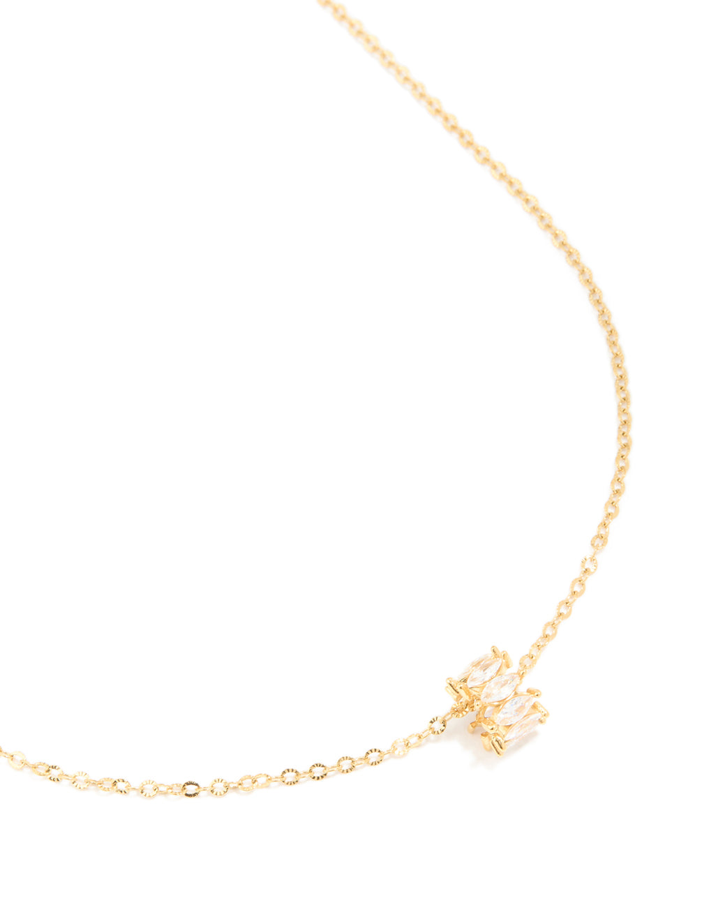 Waterproof Gold Plated Stainless Steel Cubic Zirconia Baguette Pendant Twisted Necklace