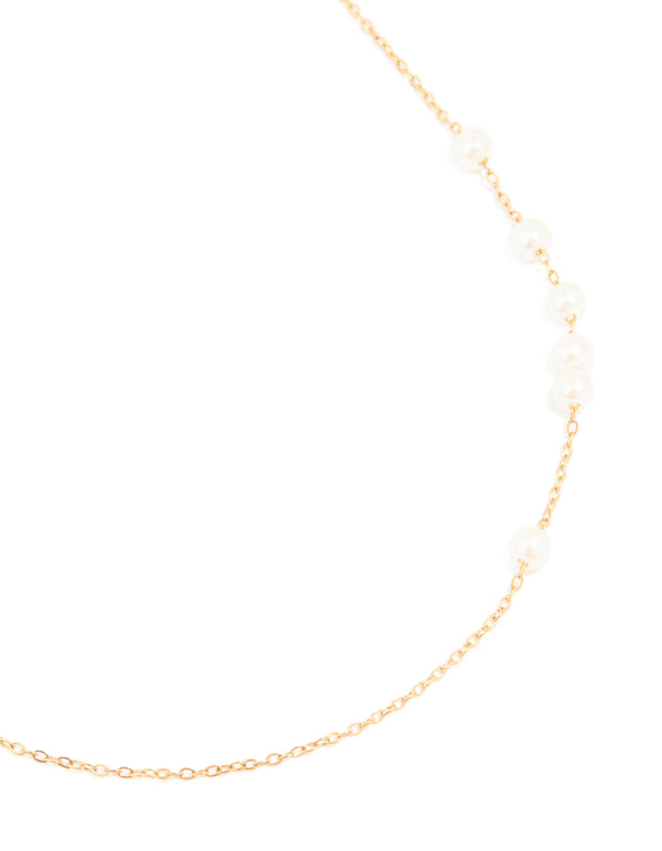 Waterproof Gold Plated Stainless Steel Pearls Necklace