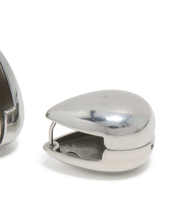 Waterproof Stainless Steel Oval Front & Back Hoop Earrings