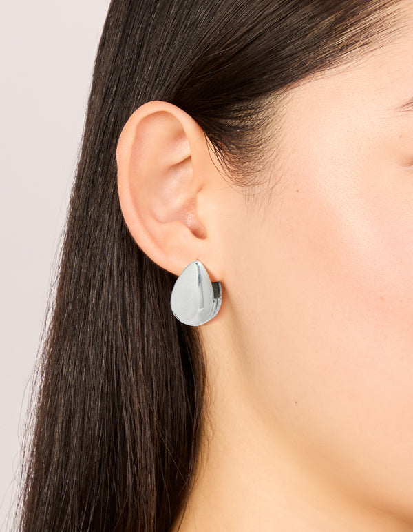 Waterproof Stainless Steel Oval Front & Back Hoop Earrings