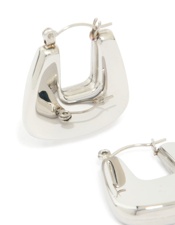 Waterproof Stainless Steel Rounded Square Hoop Earrings