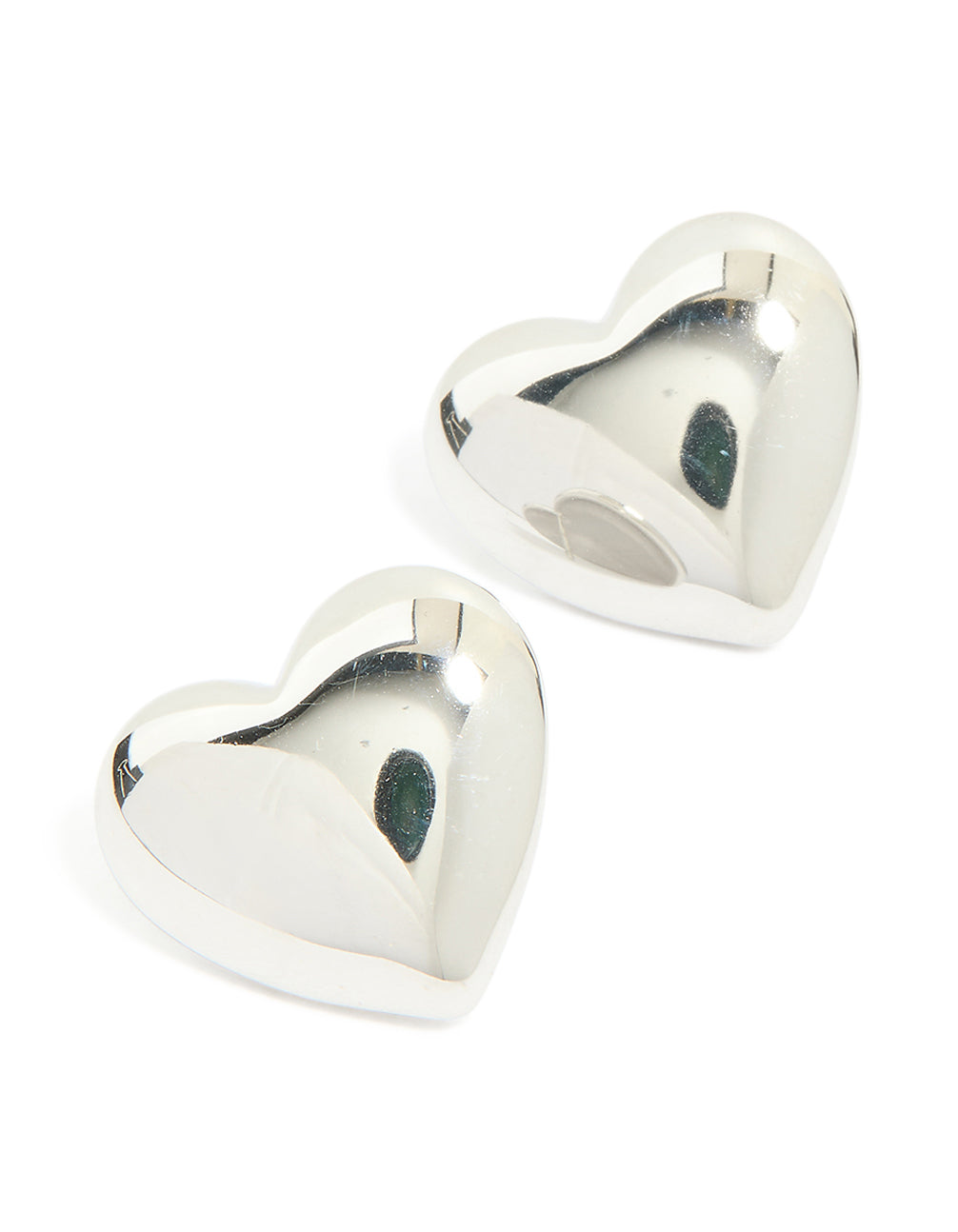 Waterproof Stainless Steel Puffy Heart Stud Earrings