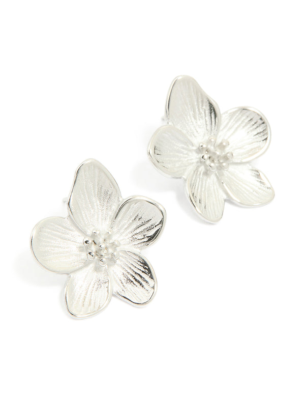Waterproof Stainless Steel Mini Textured Flower Earrings