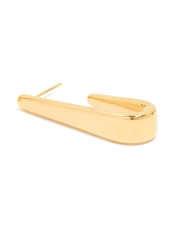 Waterproof Gold Plated Stainless Steel Long Drop Hoop Earrings