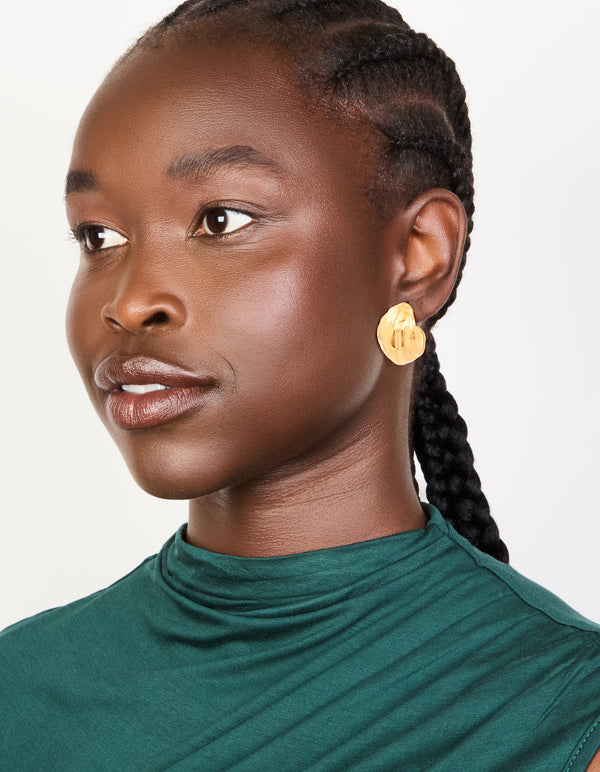 Waterproof Gold Plated Stainless Steel Curved Hoop Earrings