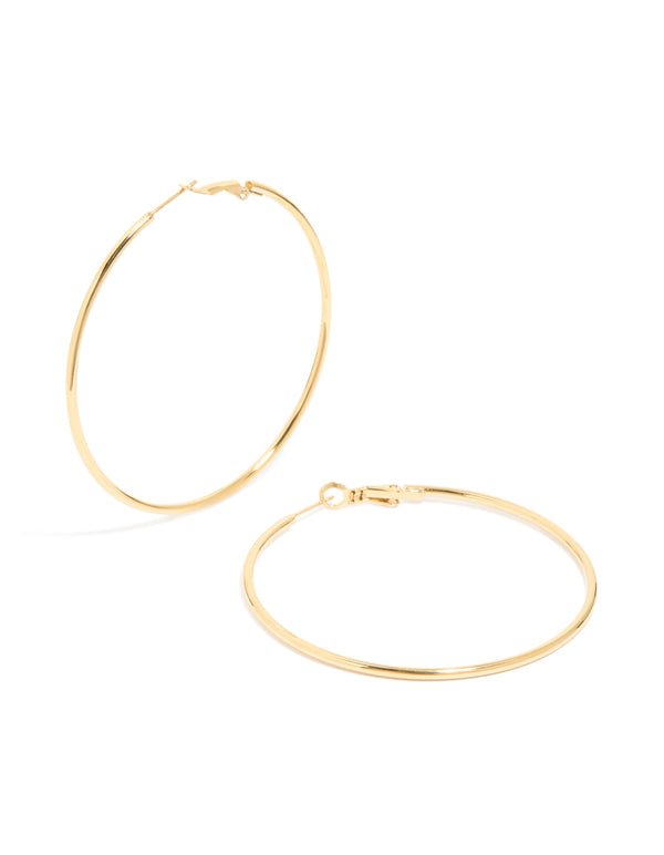 Waterproof Gold Plated Stainless Steel Hoop Earrings 55 MM