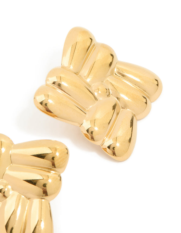 Waterproof Gold Plated Stainless Steel Crossover Square Stud Earrings