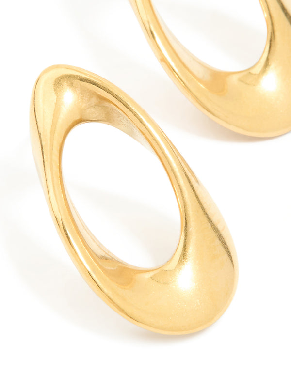 Waterproof Gold Plated Stainless Steel Mini Open Teardrop Earrings