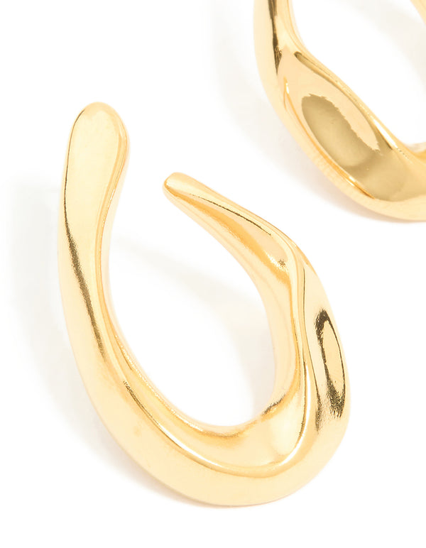 Explore waterproof gold plated stainless steel organic teardrop stud earrings close up view