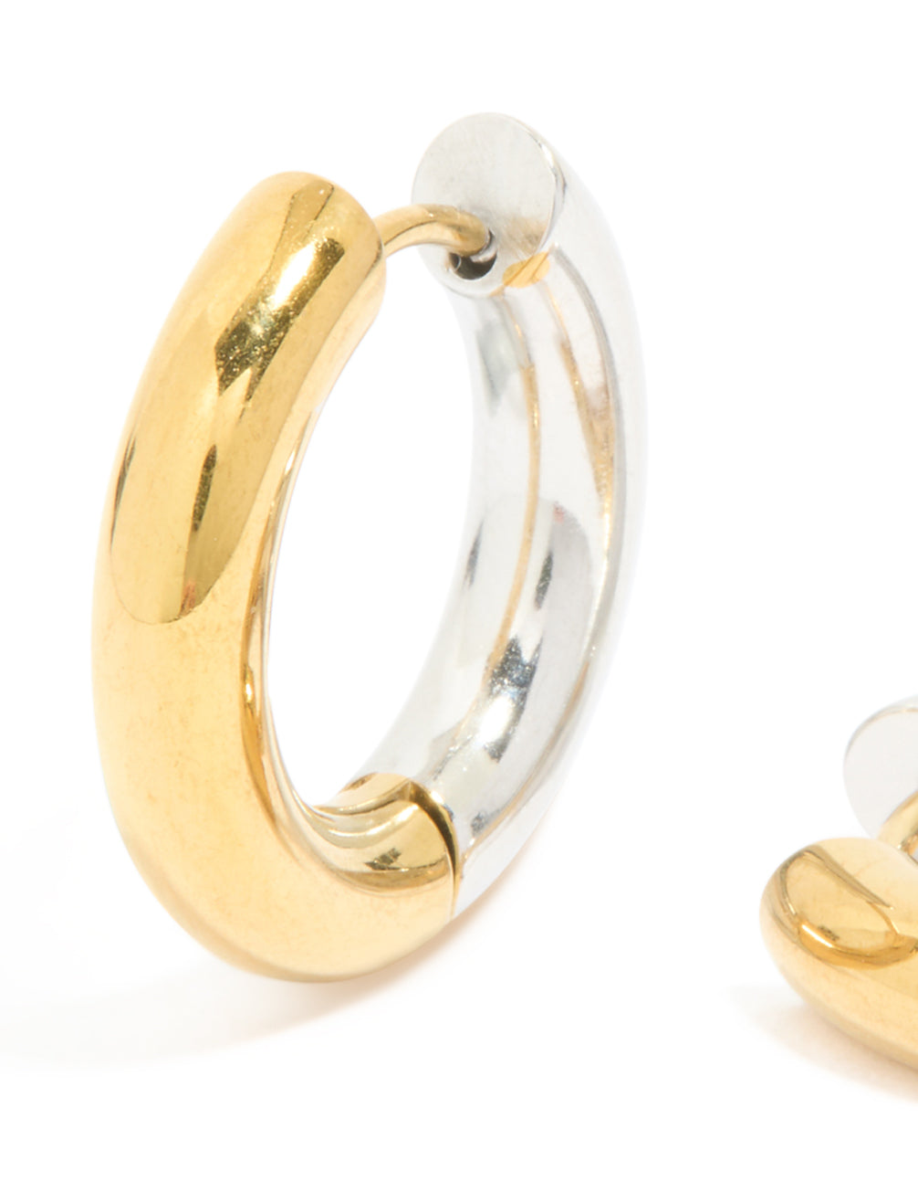 Waterproof Mixed Metal Plated Stainless Steel Huggie Earrings 12 MM