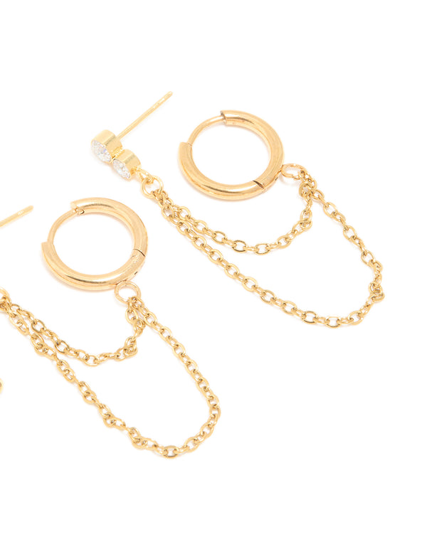 Waterproof Gold Plated Stainless Steel Cubic Zirconia Ear Stacking Pack