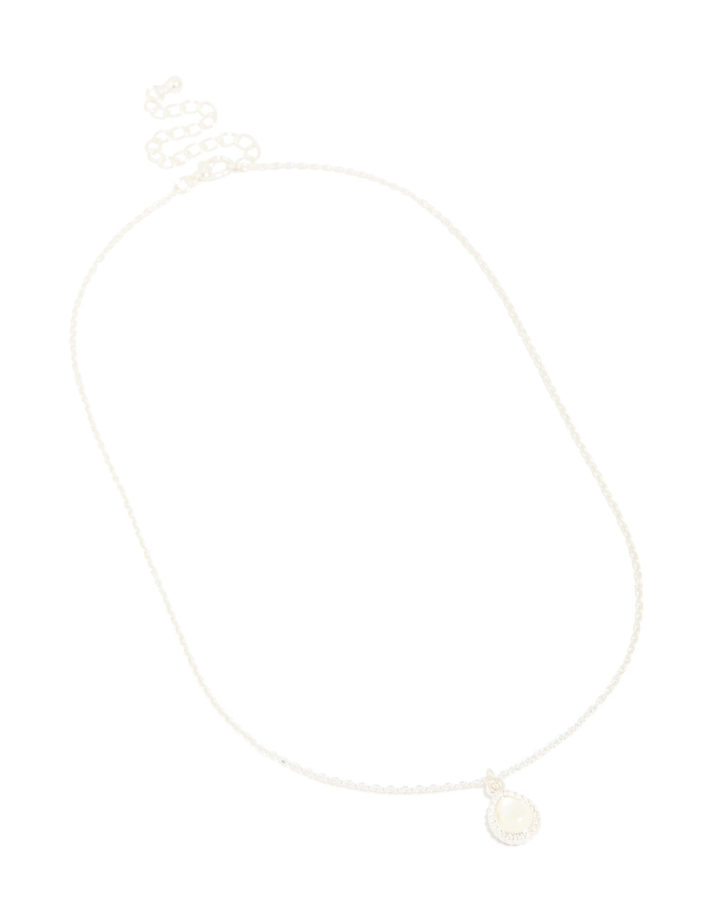 Silver Diamante Simple Teardrop Pendant Necklace