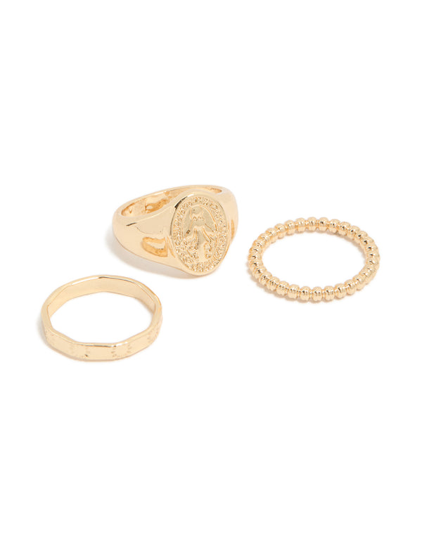 Gold Mary & Bubble Rings 3-Pack