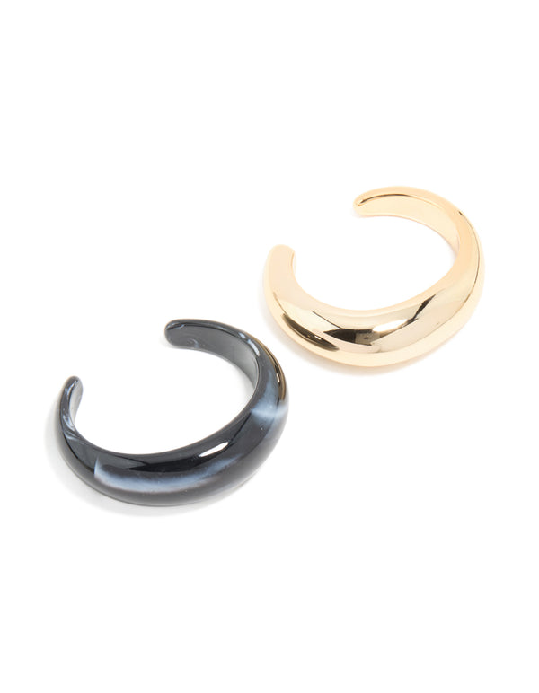 Gold & Black Acrylic Wrist Cuffs 2-Pack