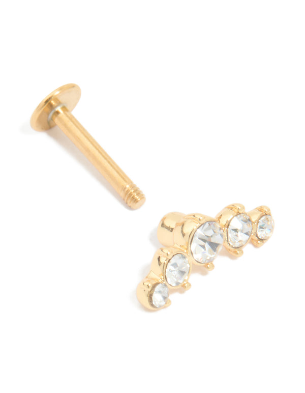 Gold Plated Titanium Cubic Zirconia Circle Crawler Single Flat Back Stud