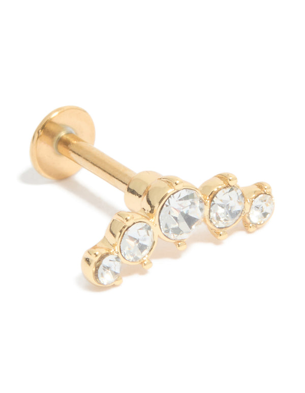 Gold Plated Titanium Cubic Zirconia Circle Crawler Single Flat Back Stud