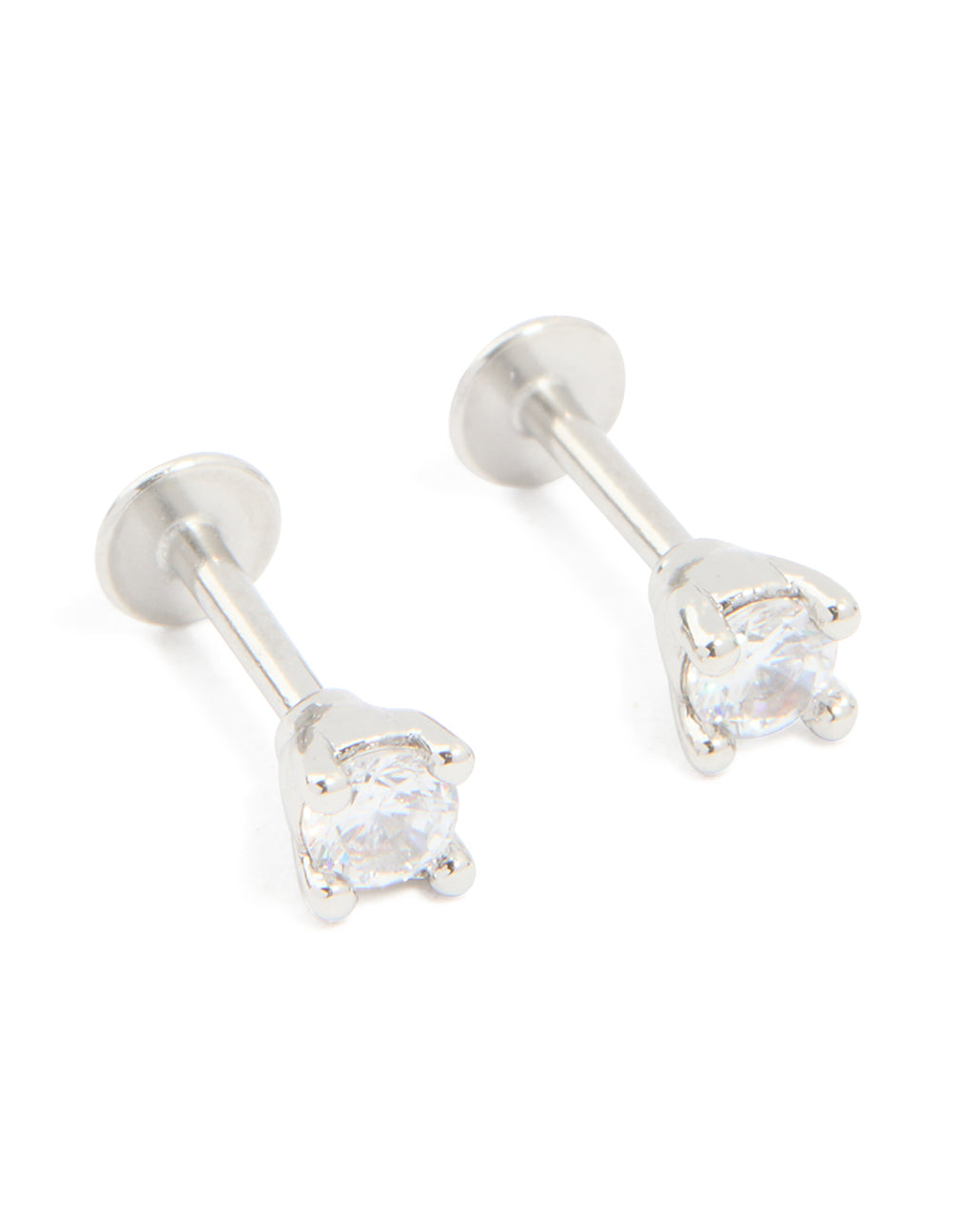 Titanium Cubic Zirconia Flat Back Earrings