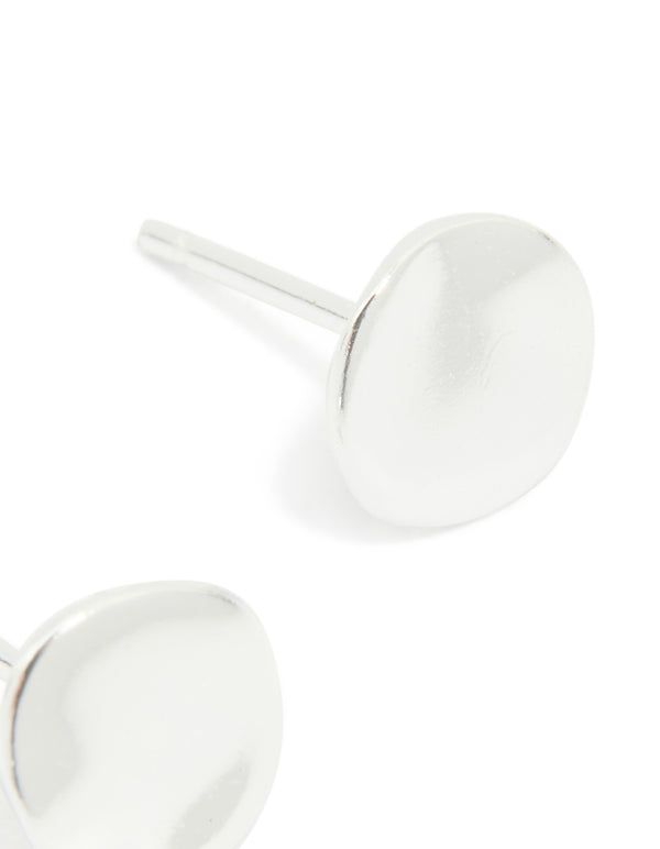 Sterling Silver Hammered Round Stud Earrings