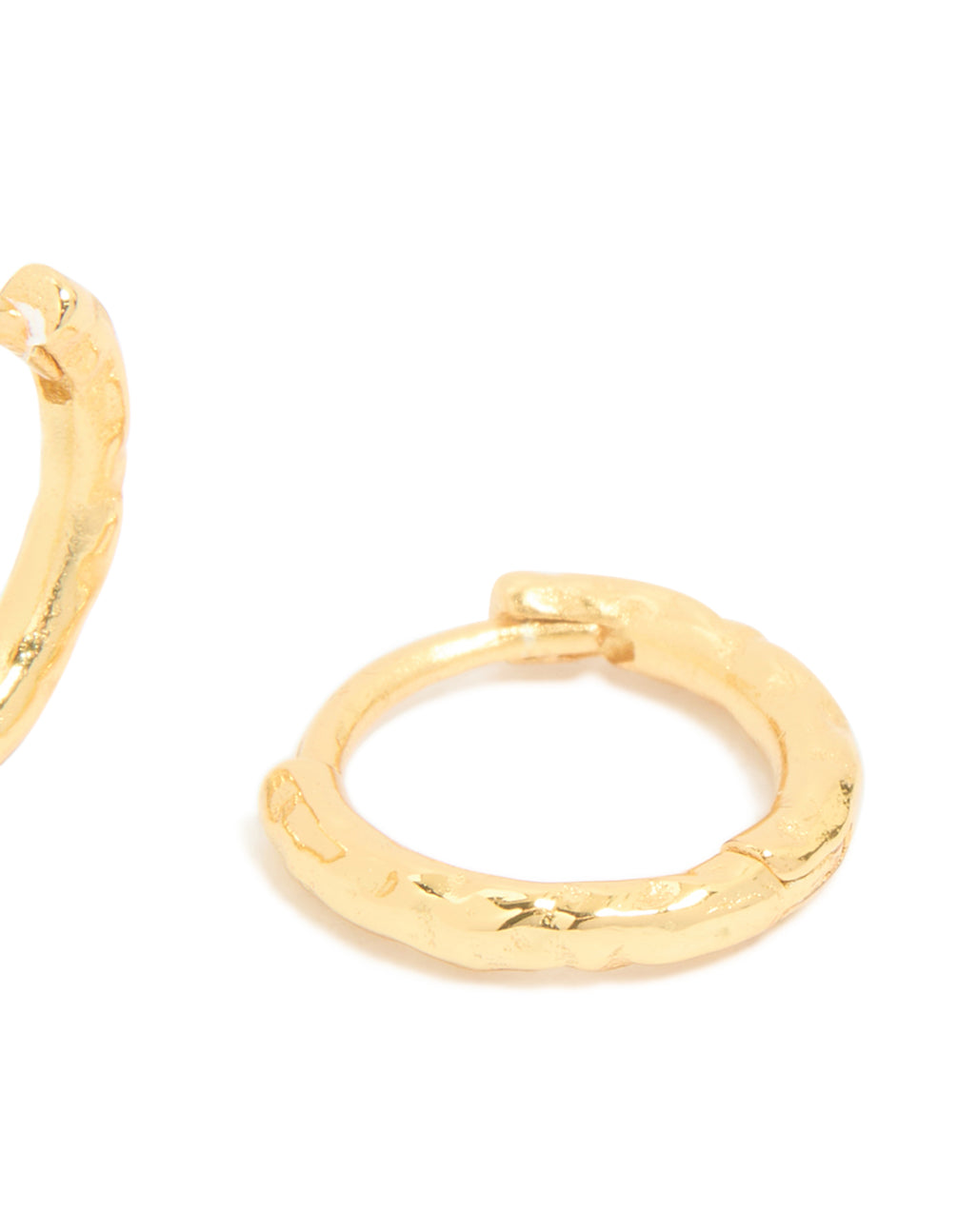 Gold Plated Sterling Silver Molten Clicker Hoop Earrings