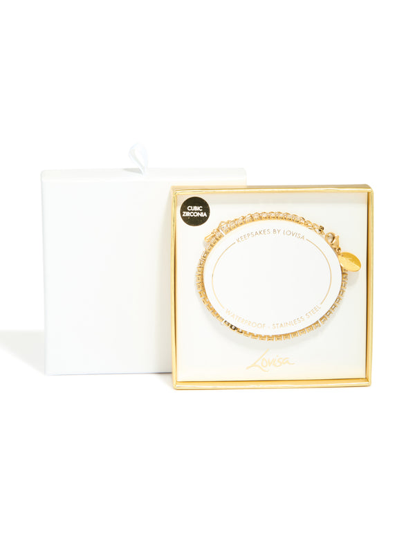 Waterproof Gold Plated Stainless Steel Cubic Zirconia Tennis Bracelet
