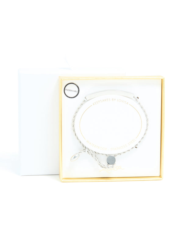 Waterproof Stainless Steel Twisted Engravable Toggle Bracelet