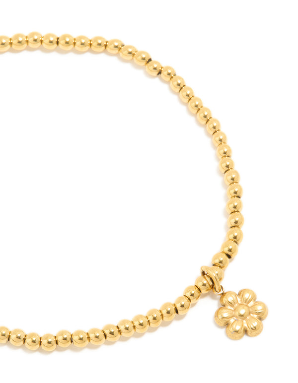 Waterproof Gold Plated Stainless Steel Stretch Flower Bracelet