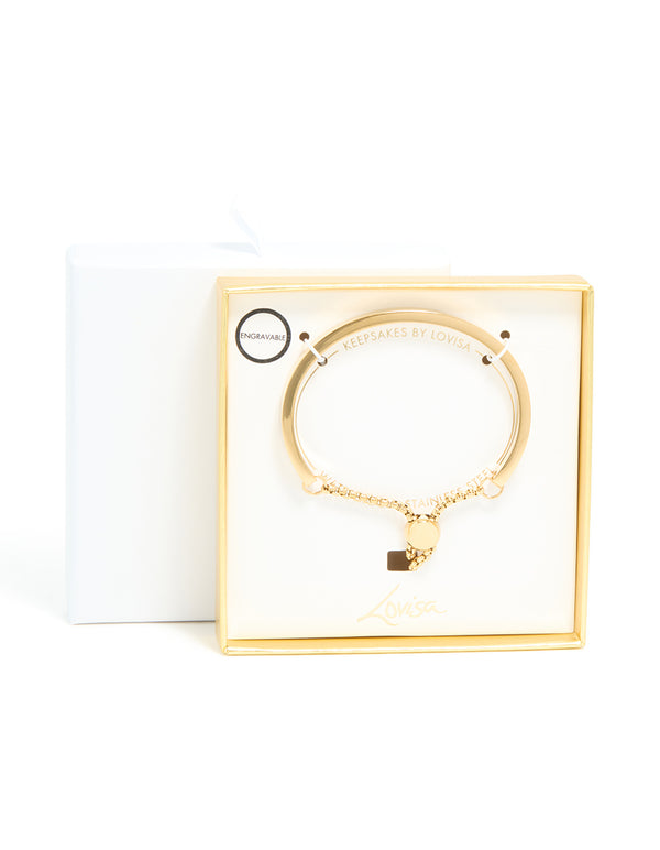 Elegant waterproof gold plated stainless steel toggle bangle front view