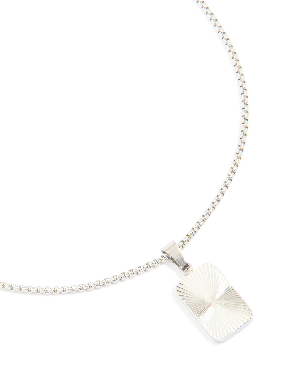 Mens Waterproof Stainless Steel Detail Tag Pendant Necklace