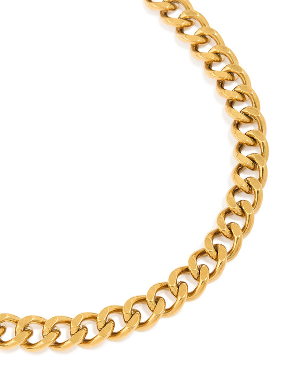 Mens Waterproof Gold Plated Stainless Steel Miami Cuban Link Necklace