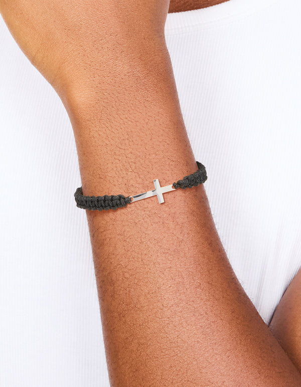 Mens Waterproof Stainless Steel Cross Toggle Bracelet