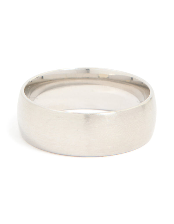 Mens Waterproof Stainless Steel Brushed Wide Band Ring