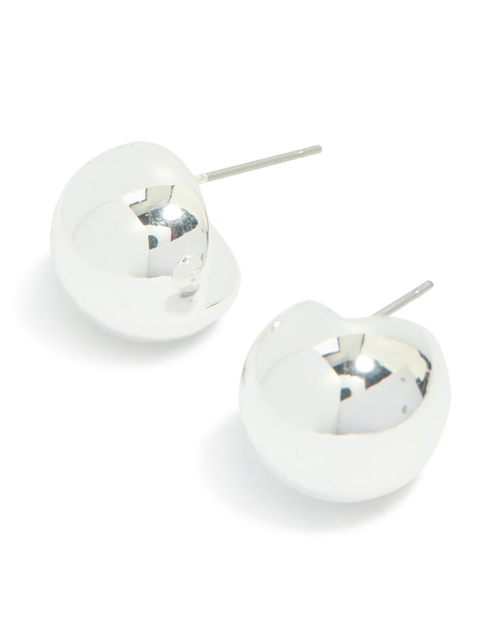 Silver Bubble Edge Round Stud Earrings