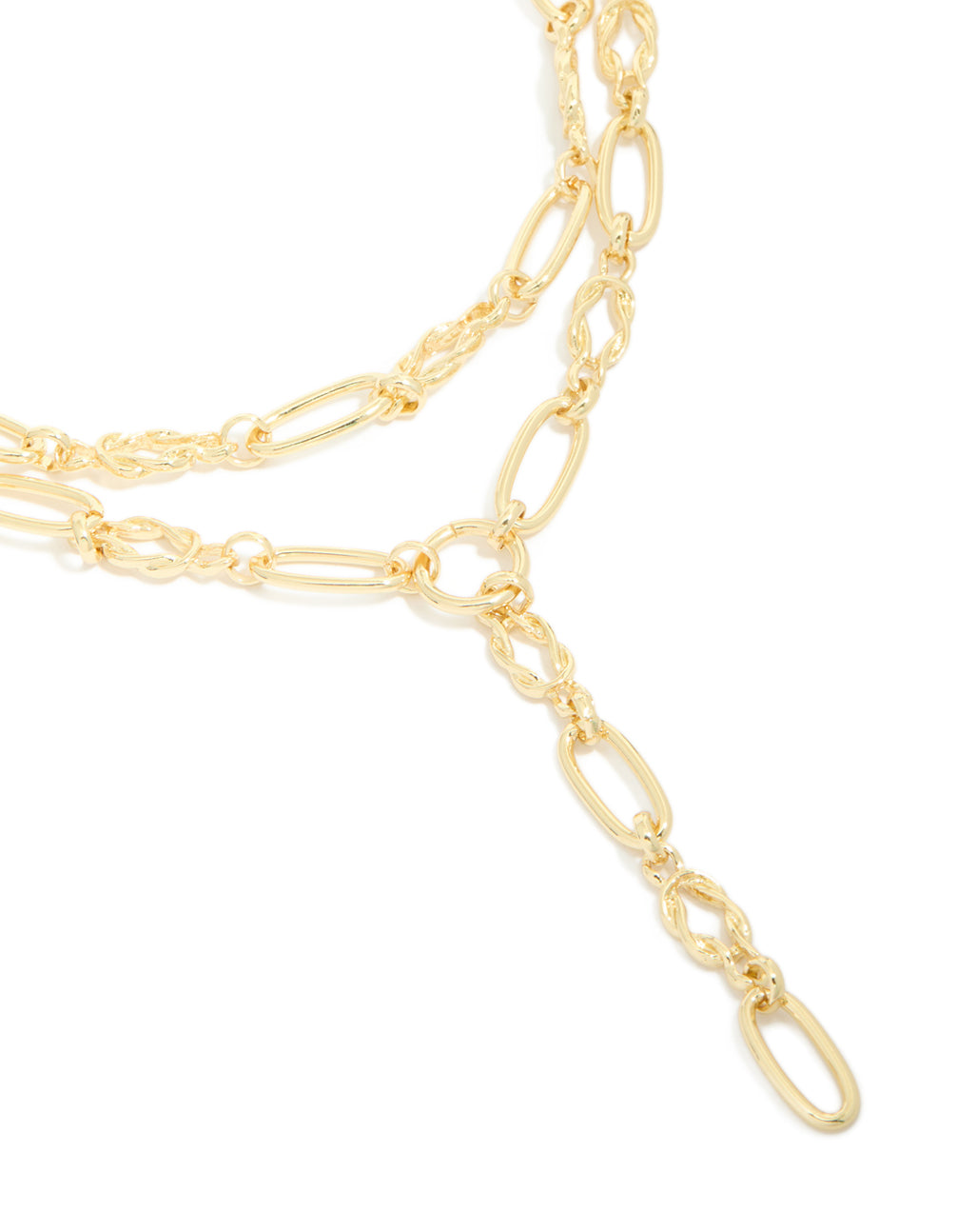 Gold Plated Chain Layered Knot Y-Necklace