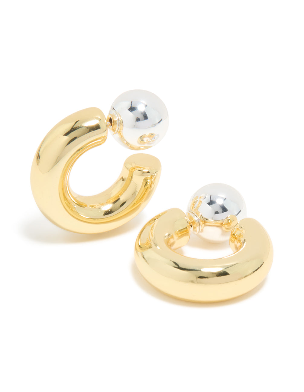 Mixed Metal Plated Chubby Ball Hoop Earrings
