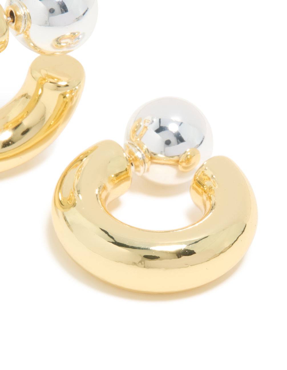 Mixed Metal Plated Chubby Ball Hoop Earrings