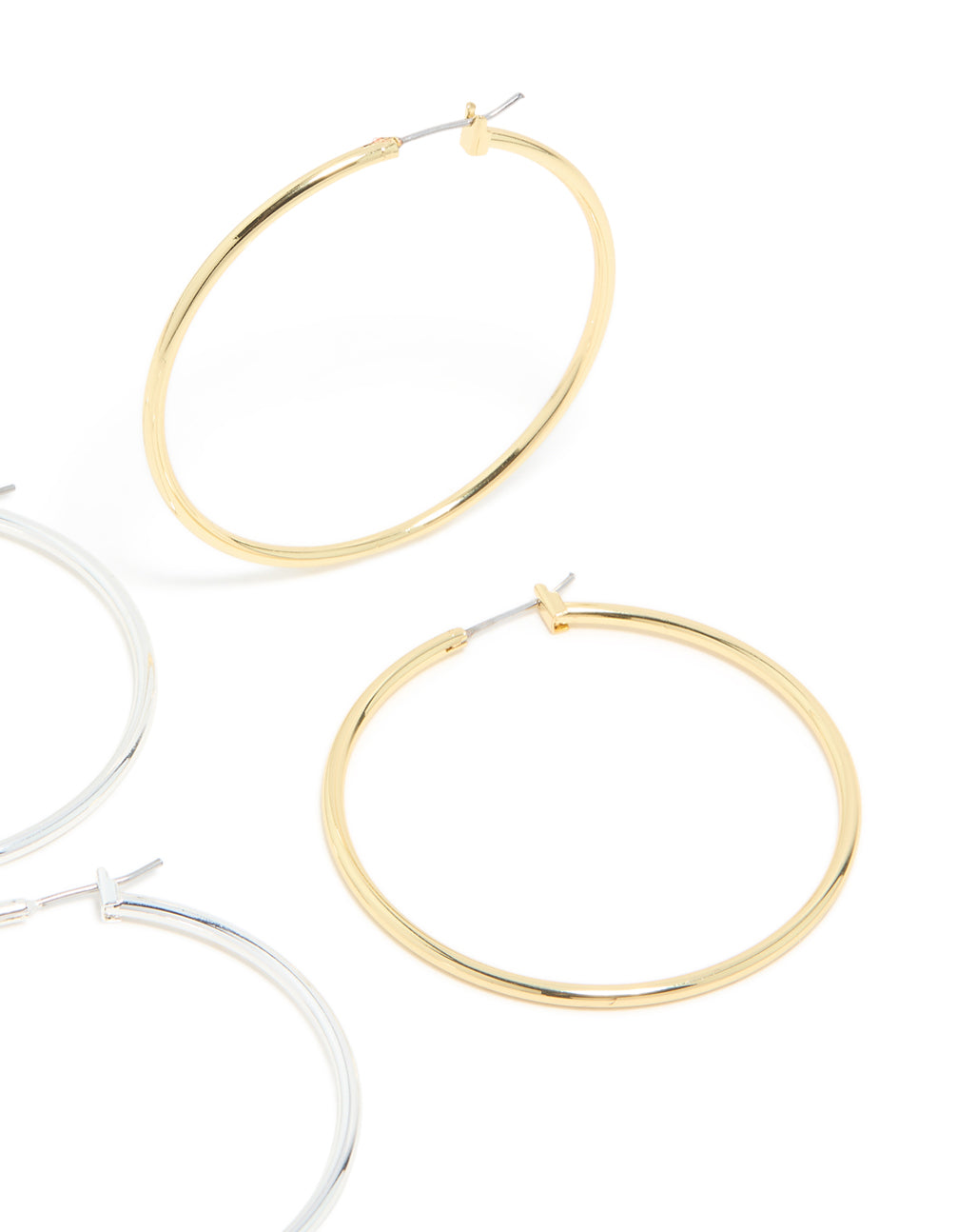 Mixed Metal Plated Large Thin Hoop Earrings 2-Pack