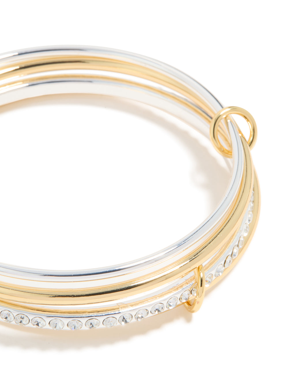 Mixed Metal Plated Diamante Rondell Linked Bangle