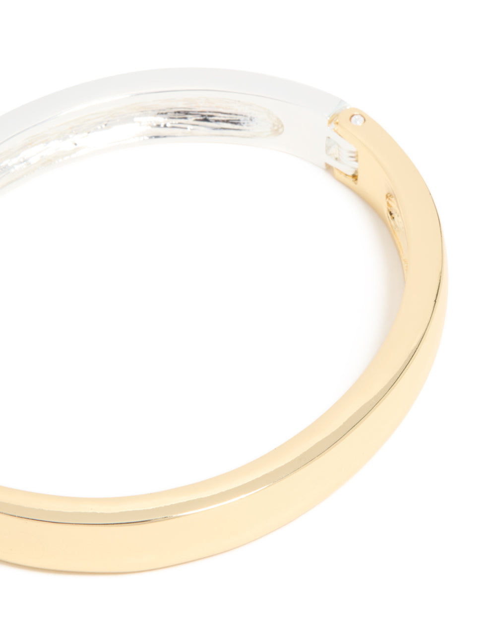 Mixed Metal Plated Half Flat Hinged Bangle