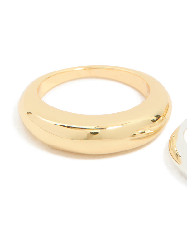 Mixed Metal Plated Chubby Organic Rings 3-Pack
