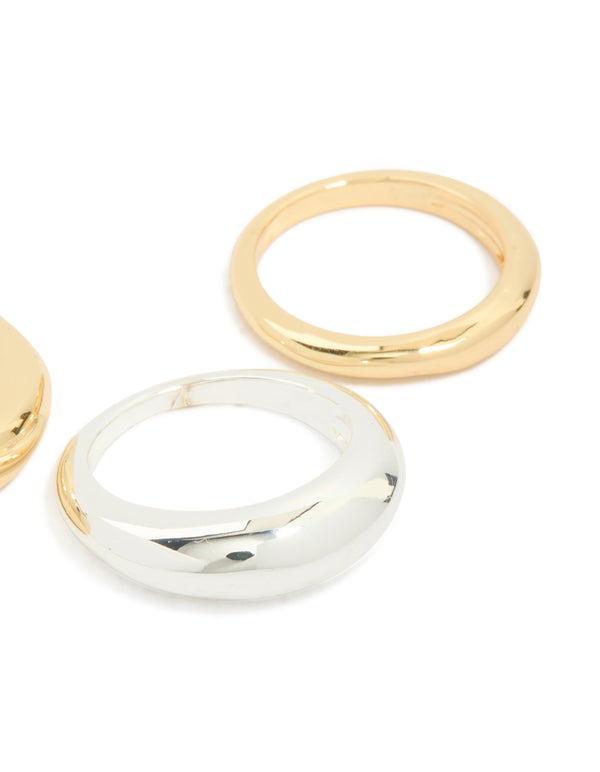 Mixed Metal Plated Chubby Organic Rings 3-Pack