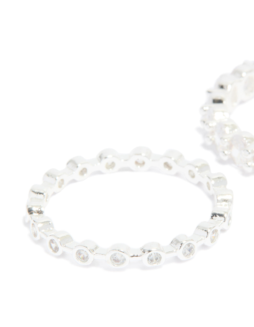 Silver Plated Dainty Cubic Zirconia Stacking Rings 2-Pack